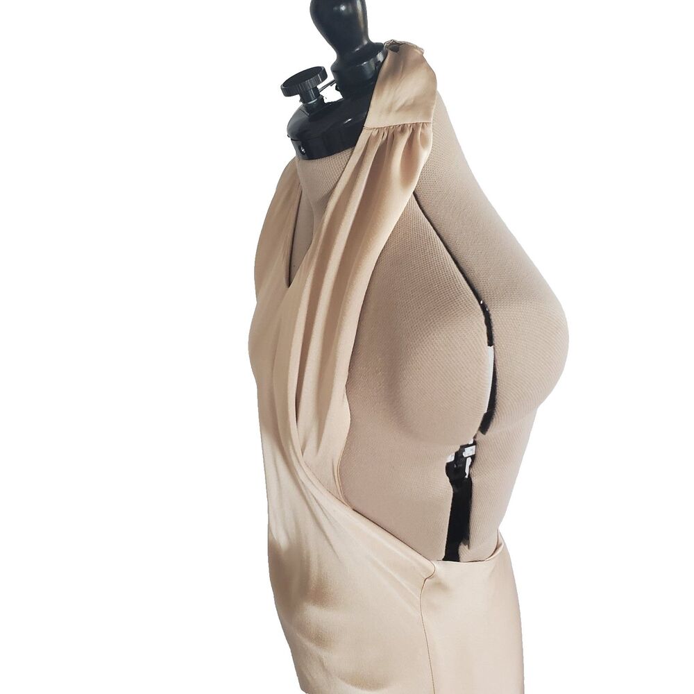 Show Me Your Mumu Women’s Maxi Dress Medium Champagne Luxe Satin Halter Backless - Picture 4 of 11